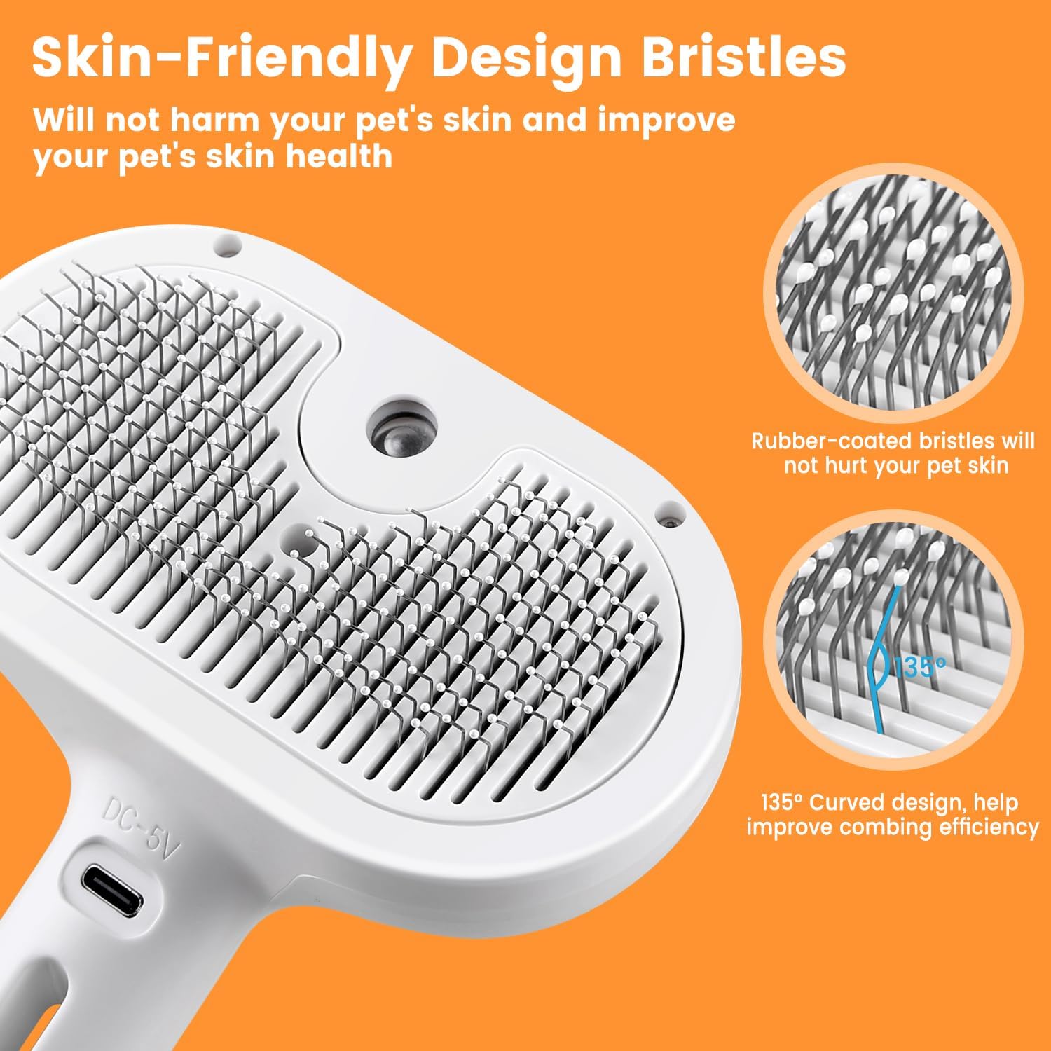 3 In 1 Cat Steam Brush, Pet Steam Brush For Cat Dog Long Short Haired, Pet Spray Hair Removal Comb For Small Animals Shedding & Grooming, Water Mist Spray Brushes With Release Button